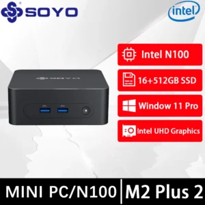 SOYO M2 PLUS2 Mini PC Intel Alder Lake N100 Windows 11 Pro Mini PC 16GB DDR4 512GB SSD PCIe M.2 SSD WiFi5 BT5.0 Desktop Computer