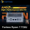 Topton Hot Fanless Mini PC AMD Ryzen 7 7730U 8 Core 16 Threads Barebone PC 2 LANs Router Gaming Computer Windows 11 2x4K WiFi6